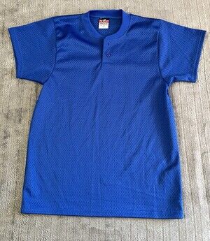 Alleson Athletic Royal Blue Mesh Baseball Shirt Jersey Henley Youth Medium